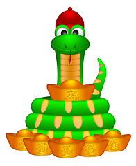 Image showing Cute Chinese New Year Snake with Gold Money