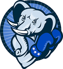 Image showing Elephant With Boxing Gloves Democrat Mascot