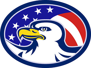 Image showing American Bald Eagle Stars Stripes Flag