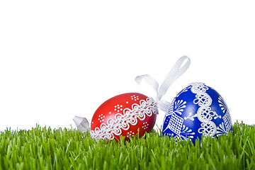 Image showing easter eggs in grass