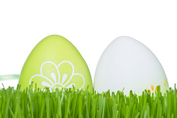 Image showing easter eggs in grass