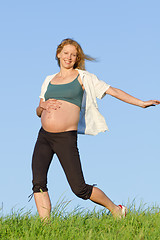 Image showing pregnant woman on meadow