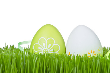 Image showing easter eggs in grass