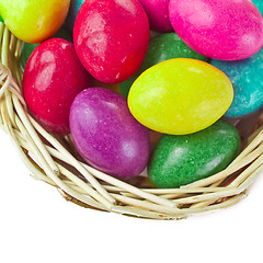 Image showing colorful easter eggs in basket