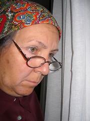 Image showing Elderly woman in the window