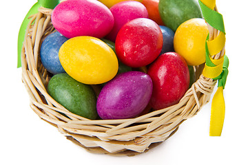 Image showing colorful easter eggs in basket