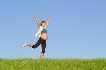Image showing pregnant woman on meadow