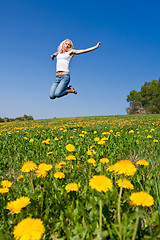 Image showing happy young woman on meadow