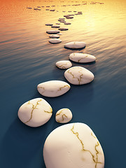 Image showing step stones sunset