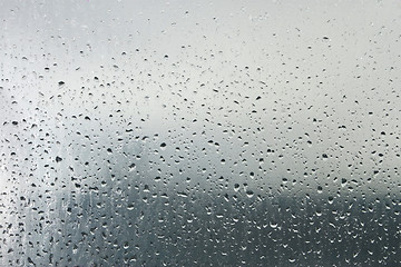 Image showing Drops of dew on a transparent surface