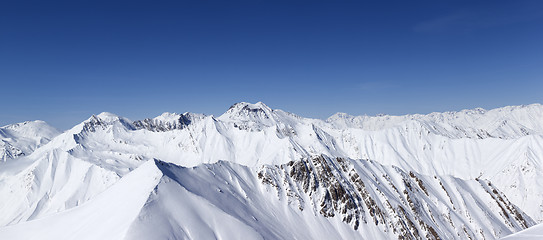 Image showing Panorama of winter mountains. Caucasus Mountains, Georgia.