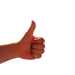 Image showing male hand shows thumb up