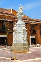 Image showing statue Christopher Columbus Plaza de la Aduana Cartagena Colombi