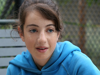 Image showing Shy teen girl with freckles