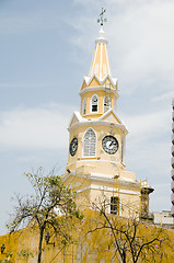 Image showing clock tower the wall walled city Cartagena Colombia South Americ