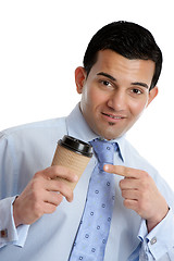Image showing Businessman with a takeaway coffee