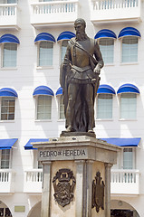 Image showing statue of Pedro de Heredia in La Plaza de los Coches Cartagena d