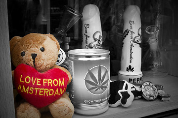 Image showing Love from Amsterdam bear souvenir B&W