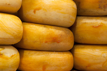 Image showing Nine big Gouda cheese