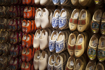 Image showing Wooden shoes Dutch souvenirs big choice