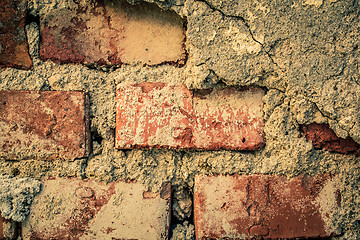 Image showing toned brick wall grunge background or texture