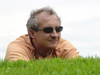 Image showing A man on the grass
