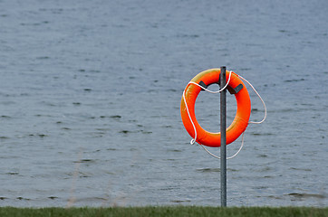 Image showing A red rescue ring