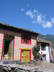 Image showing Colourful house at himalayan mountain