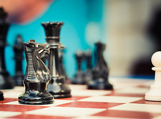 Image showing Set of chess figures on the playing board