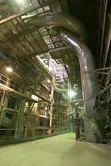 Image showing Industrial zone, Steel pipelines and valves