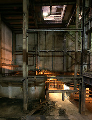 Image showing old creepy dark decaying dirty factory