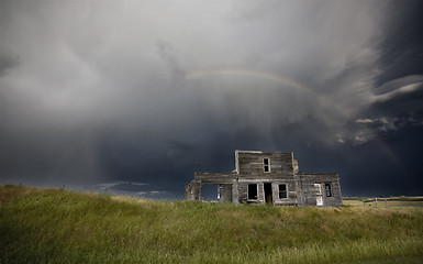 Image showing Storm over abandoned farm house