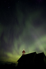 Image showing Country Church and Northern Lights