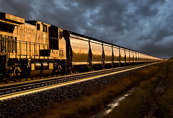 Image showing Train at Sunset