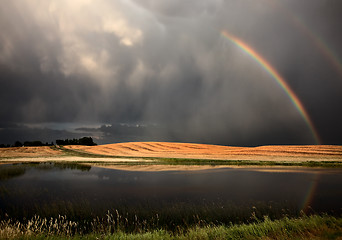 Image showing Hail Storm and Rainbow
