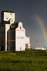 Image showing Grain Elevator and rainbow