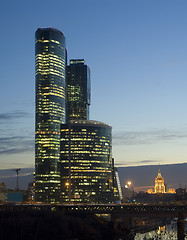 Image showing Moscow City skyscrapers at night