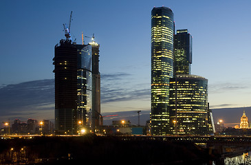 Image showing Moscow City skyscrapers at night