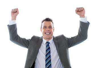 Image showing Cheerful excited business executive