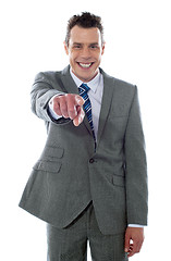 Image showing Portrait of businessman pointing at you