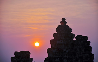 Image showing Sunset at Angkor Wat, Cambodia