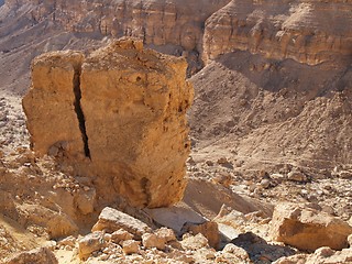 Image showing Scenic cracked orange rock in stone desert