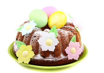 Image showing Easter cake decorated with flowers.