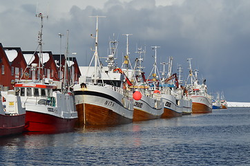 Image showing Fishingboats in harbour