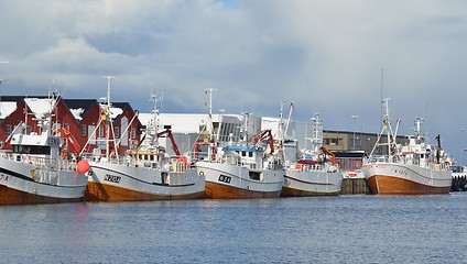 Image showing Fishingboats in harbour