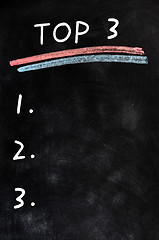 Image showing Blank menu of top three on a blackboard background