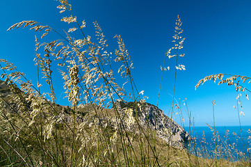 Image showing Mountains and blue sea