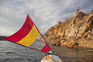 Image showing sailing canoe on a lake in Colorado