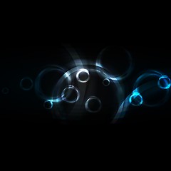 Image showing Dark backdrop with blue circles