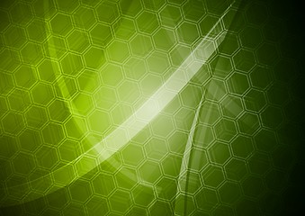 Image showing Green backdrop with hexagon texture